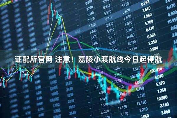 证配所官网 注意！嘉陵小渡航线今日起停航